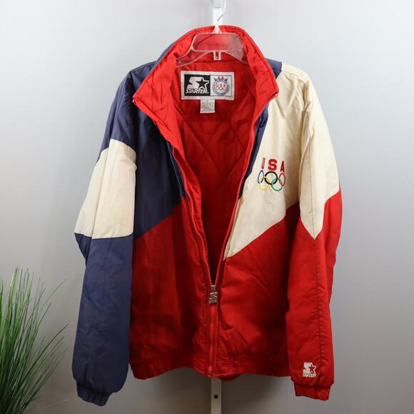 Vintage Starter USA Olympic Team Jacket Red White Blue XL 1990s - Picture 3 of 5